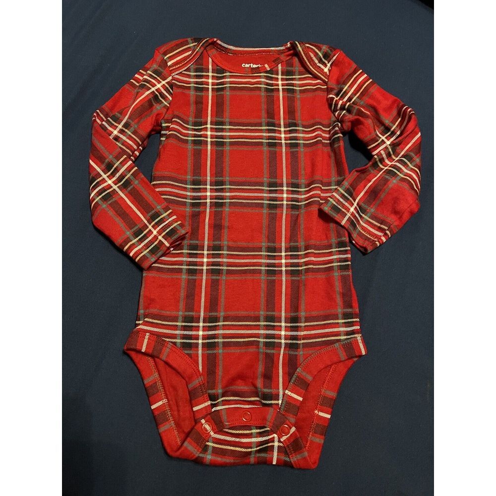 Carters Long Sleeve Red Plaid Bodysuit 18M